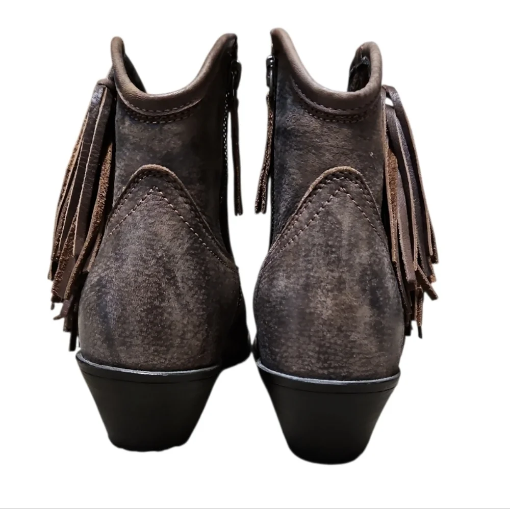 Ariat Duchess Brown Leather Fringe Ankle Boots